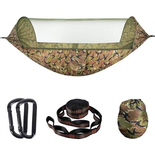 Camping Hammock with Mosquito Bug Netting Packable Hammock Parachute Nylon Hanging Swing Hammock for Backpacking Survival Travel