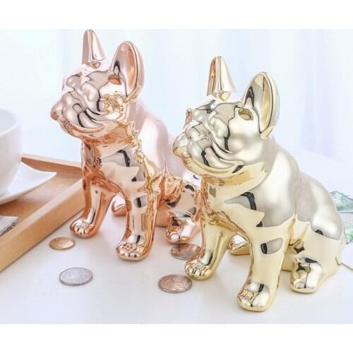 Ceramic Crafts Mirror Cartoon Puppy Piggy Bank Access Piggy Piggy Bank Desktop Decoration Coin Box Money Box