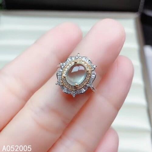 KJJEAXCMY fine jewelry 925 sterling silver inlaid natural Prehnite new Female ring classic Support Detection