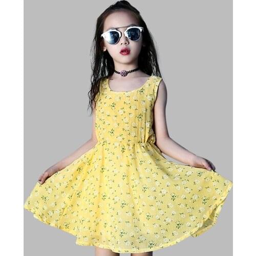 Girl summer dress floral print children clothes big children clothes girl princess dress 6 8 10 12 14 years