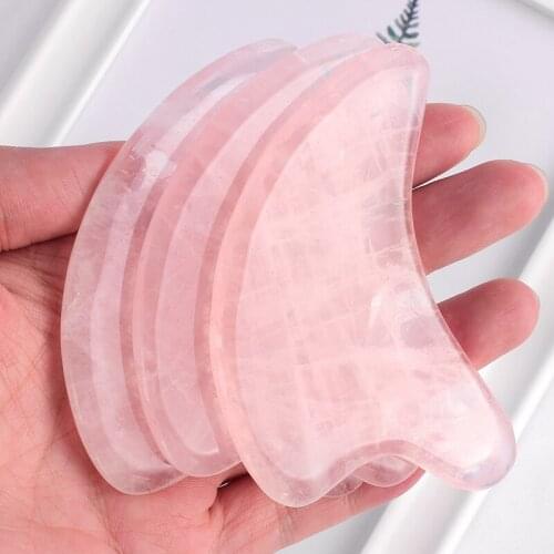 Natural Rose Quartz Guasha Massager Scratching Body Neck Back Detoxification Acupuncture Therapy Smooth Meridian Healthcare Tool