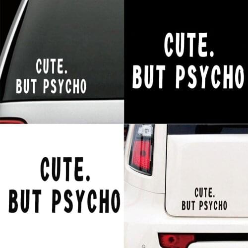 CUTE BUT PSYCHO Funny Letters Car Vehicle Reflective Decals Sticker Decoration