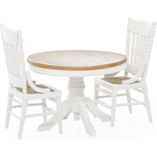 Odoria 1:12 Miniature Round Dining Table with 2 Chairs Furniture Set Kitchen Living Room Dollhouse Accessories Doll House Decor