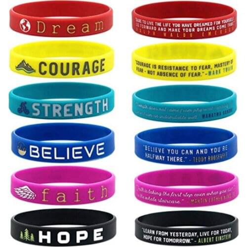 Motivational Silicone Rubber Wristbands Inspirational Bracelet Dream Courage
