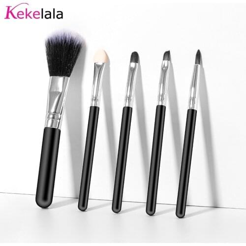 Kekelala 5Pcs Makeup Brushes Set Mini Portable Pink Black Powder Brush For Makeup Eye Shadow Lip Cosmetic Tools Kit