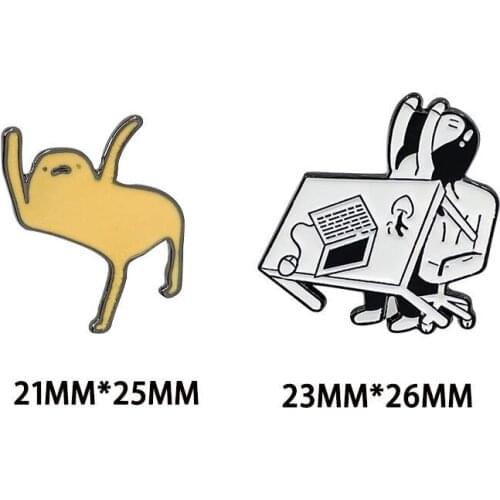 2021 New Creative Funny Brooch Yellow Depressed Brooch Don't Want To Work Brooch Japanese Animation Elements Brooch Jewelry