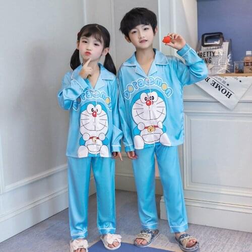 2021 New Silkl Autumn Children Pyjamas For Boys And Girls Japan Cartoon Kid Tracksuit Home Wear Travel Casual Style