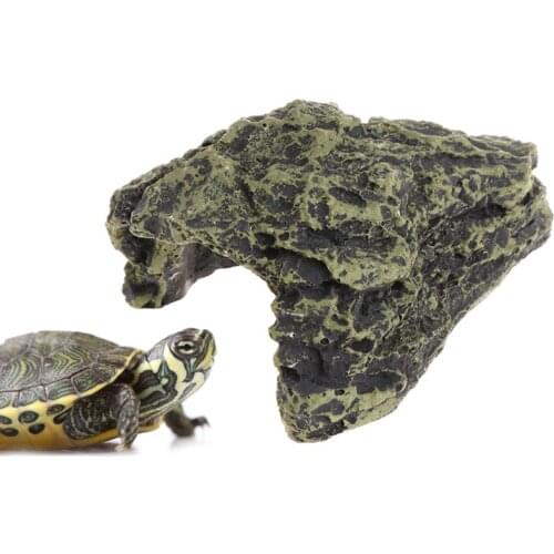 Reptile Cave Turtle Bask Back Caves Platform Case Decoration Landscape Resin Lifelike Habitat Hide Rock For Lizard Snake