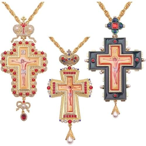 Jesus Cross Pectoral Pendants Orthodox Church Crucifix Religious Icon Byzantine Art Orthodox Tradition Holy Cross for Priests