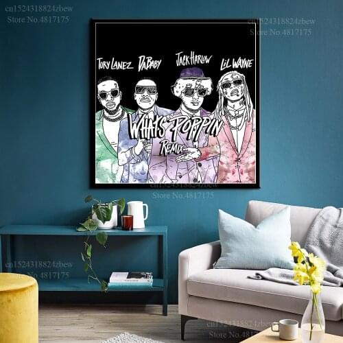 Jack Harlow Poster Rapper Singer Music Album WHATS POPPIN Moana Confetti Canvas Painting Wall Art Posters and Prints Home Decor