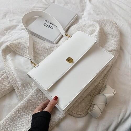 Simple Solid Color PU Leather Flap Crossbody Bags for Women 2021 Travel Shoulder Handbag and Purses Fashion Small White Green