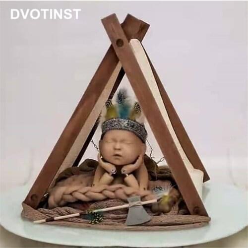 Dvotinst Newborn Photography Props Retro Wood Mini Tent Decoration Wigwam Fotografia Accessories Studio Shoot Photo Props