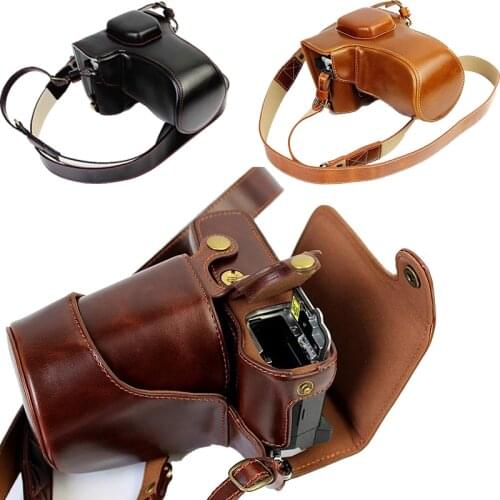 Luxury Pu Leather Camera Case Bag For Olympus EM5 II OMD EM5 Mark II EM5II Camera Pouch Cover Open Battery directly