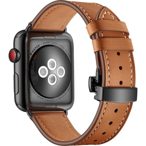 Luxury Genuine Leather Butterfly Bracelet for Apple Watch Band 38mm 42mm 40mm 44mm for Apple iWatch Series 1 2 3 4 Bracelet Belt