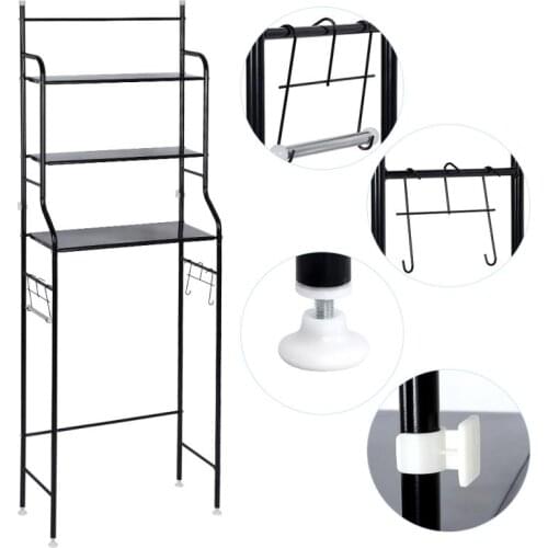 WC cabinetBathroom Toilet Cabinet Rack Shelves Metal Kitchen Washing Machine Rack Space-saving Shelf Stand Holder HWC