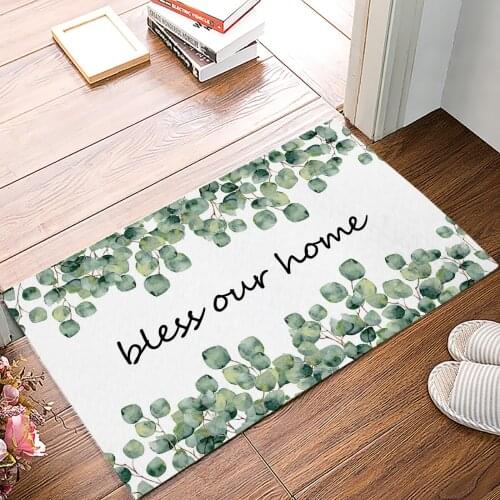 Tropical Plants Eucalyptus Leaves Doormat Home Entrance Anti-Slip Mat Carpet for Room Bedroom Home Kitchen Doormat