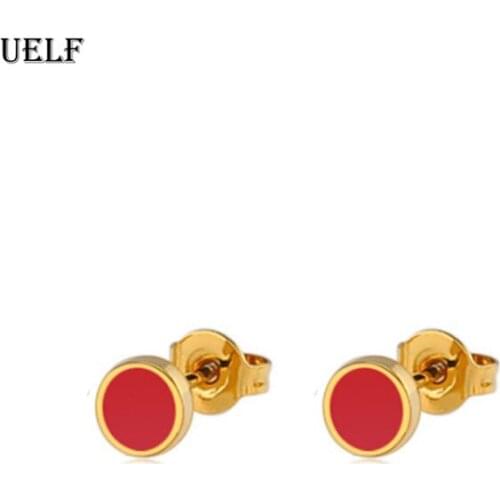 Uelf Hot Fashion Stainless Steel Lucky Forever Circular Stud Earrings For Women Authentic Original Jewelry Gift