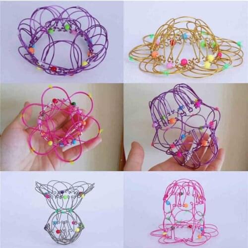 Magical Decompression Variety Flower Basket Soft Steel Ring Ornament Mandala Flower Basket Toy With Changeable Flower Kids Toy