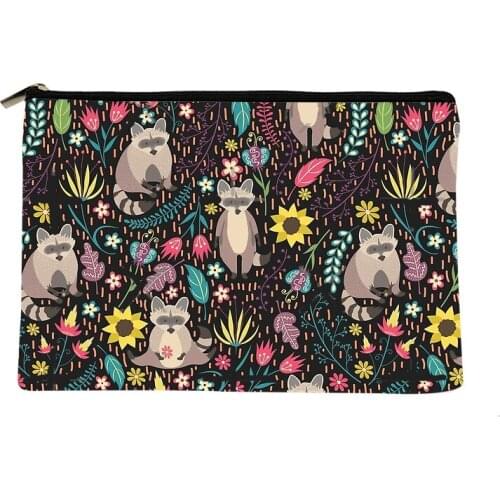 Women Raccoons bright Printed Make up bag Fashion Women Cosmetics Organizer Bag for Travel Colorful Storage Bag for Lady Bag