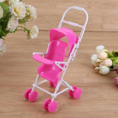 1pcs Plastic Doll Accessories Miniature Baby Doll Stroller Carriage Trolley Nursery Play Mini House Furniture Toys for Doll Kids