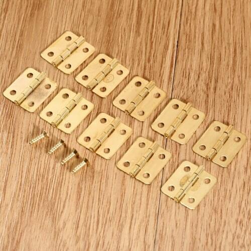 10Pcs 18x16mm Decorative Hinges 4 Holes Gold Drawer Jewelry Boxes Hinges For Kitchen Cabinet Door Furniture Fittings With Screws