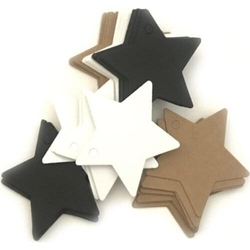 100pcs/lot 6*6cm Fashion Solid Color Star Kraft Paper Labels Hang Tags For Clothing Packaging Labels Christmas Favors Gifts Tags