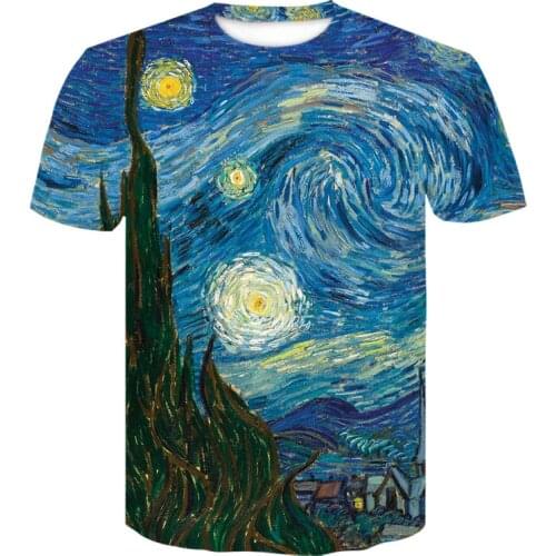 2021 Harajuku Style T-shirt Men Women Vincent Van Gogh Oil Painting Starry Night 3D Printed T shirts Fashion Casual tshirt