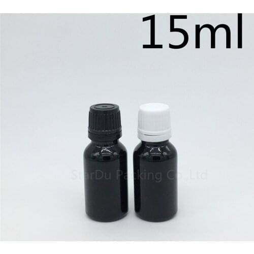 240pcs 15ML Black Bottle , 15cc Vials Essential Oil Bottle with tamper evident cap Perfume glass bottles