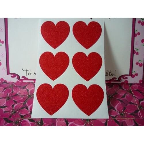 3.8cm Glitter Red Heart Stickers