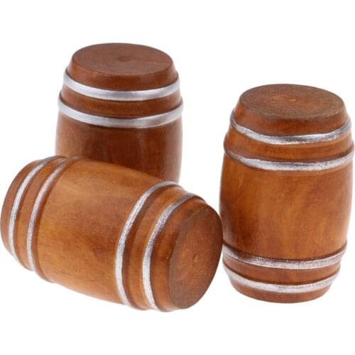 3 Pieces 1/12 Dollhouse Miniature Vintage Beer Barrel Model Cask Model Ornaments Micro Landscape Decorations