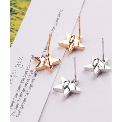 6pcs New Korean copper-plated Stud Earrings for girls Pin Gold Earring Simple Stars with Hanging Pendant Diy Jewelry Accessories