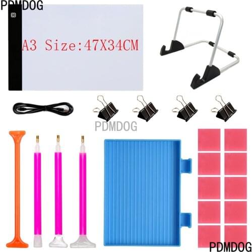 A3/A4/A5 Three Level Dimmable Led Light Pad Tablet,Eye Protection Easier for Diamond Painting Tools Accessories with 20pcs Tool