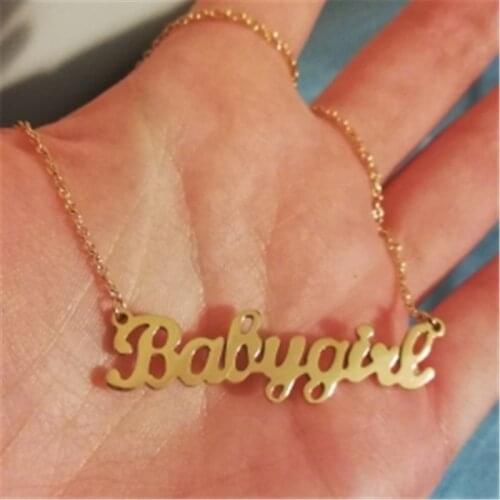 American hot style necklace titanium steel baby girl letter necklace necklace new accessories