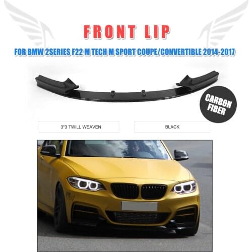 Auto Carbon Fiber Front Bumper Lip Splitters Spoiler for BMW 2Series F22 M Tech M Sport Coupe Convertible 2014 - 2017