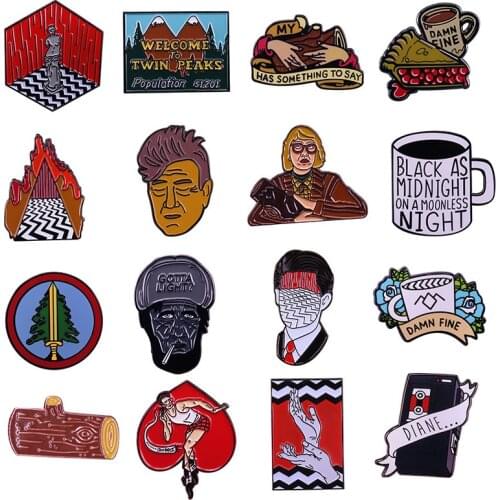 Lynch Style Hard Enamel Pins TV Series Twin Peaks Brooches Women Men Lapel Badges Backpack Collar Fashion Jewelry Gifts For Kids