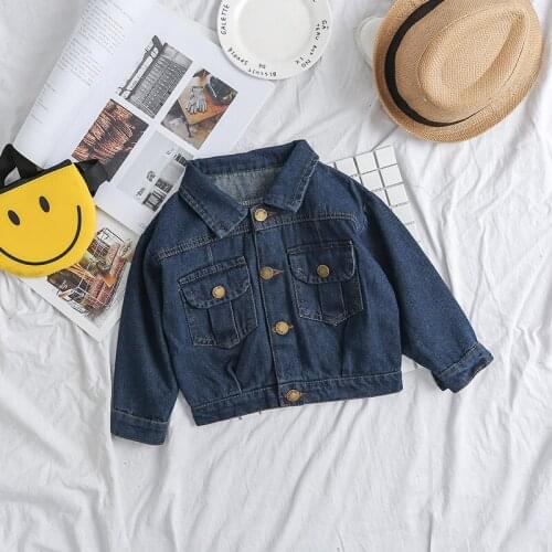 Childrens Denim Jackets 2019 New Korean Boys and Girls Fashion Jeans Coats Kids Long Sleeve Outwear Baby Cowboy Coats 2-7 Years