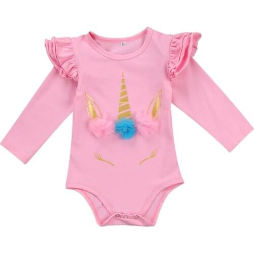 Bebek giyim Lovely Newborn Infant Kids baby girl clothes unicorn Romper Clothes Long Sleeve Ruffles Infant jumpsuits Clothes