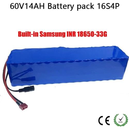60V 14Ah Electric Bike 60V 14Ah 18650 Rechargeable Battery Pack 16S 4P Built-in 30A BMS For Electric Bicycles