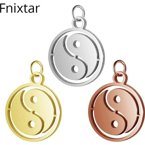 Fnixtar 50pcs/lot Excellent Quality Stainless Steel Yin Yang Mini Charm Pendants Polished Charms DIY Handmade Accessories