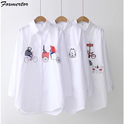Foxmertor Women's Shirts With Embroidery