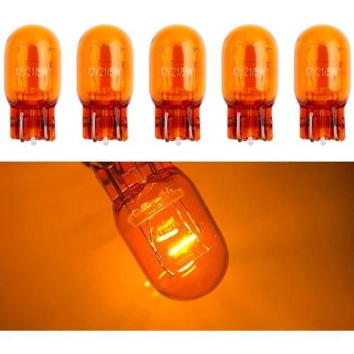 10pcs/Lot car T20 7440 7443 WY21W W21W Natural Amber Glass halogen lamp Brake Bulbs Stop Light Turn Signal Lamp 12v 21/5W