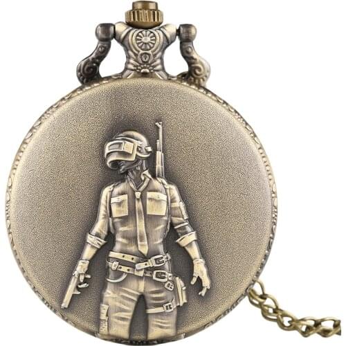 Hot Game Theme Souvenir Quartz Pocket Watch Antique Bronze Necklace Pocket Watch Gifts for Men Women