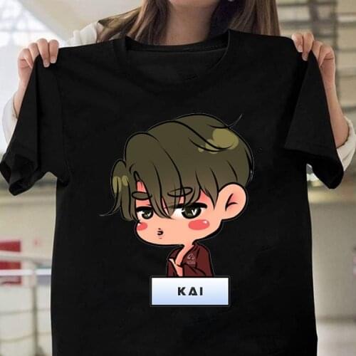 Cotton T Shirt tops EXO KAI SEHUN Kpop Tshirts Men HIP HOP Streetwear T-Shirt Short Sleeve Tee Tops Women T Shirts Fashion 2018