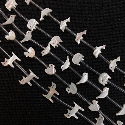 Exquisite Natural Sea Shell Animal Shaped Bead White Mother-of-Pearl Kitten Pendant Charm DIY Necklace Bracelet Earrings 12mm