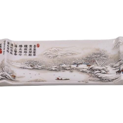 Chinese old porcelain Snowscape chart of Pastel Porcelain plate