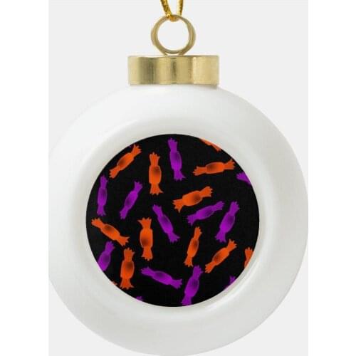 Halloween Candy On Black Ceramic Ball Christmas Ornament,Halloween Decoration,Handmade Ornament, Ceramic Ornament,Handmade Gift