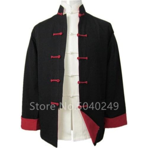 Tang Suit Top Men Shirt Long Sleeve Jacket Cardigan Traditional Chinese Clothing Cotton Stand Collar Buckle Kung Fu Clothing