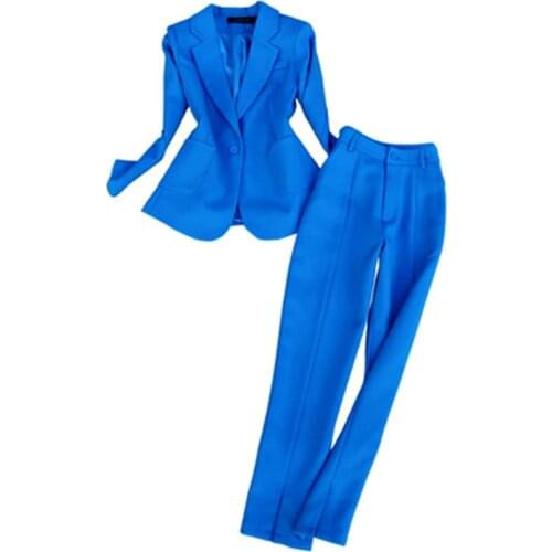 Professional suit women spring fall New high-quality Casual suit jacket female + trousers tooling commuter two-piece Sets women
