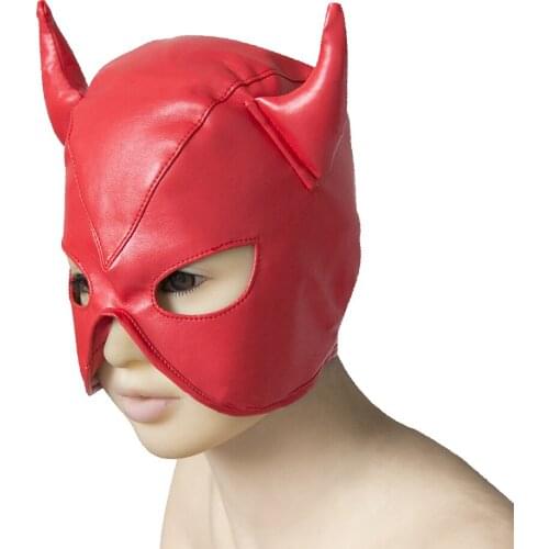 EXVOID Leather Restraint Hood Mask Sexy Head Mask SM Bondage Sex Headgear Sex Shop Fetish Slave Sex Toys for Couples Masquerade