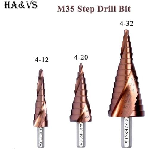 M35 5% Cobalt HSS Step Drill Bit HSS CO High-Speed Steel Cone Triangle Shank Metal Drill Bits Tool Set Hole Cutter For Stainles